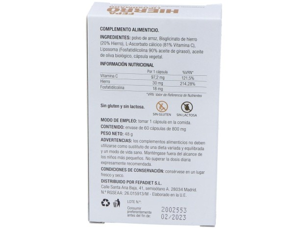Fepadiet Hierro Liposomado 30Mg 60Caps
