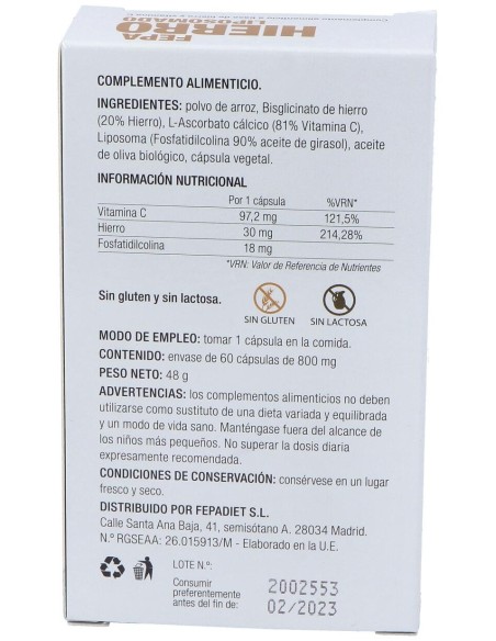 Fepadiet Hierro Liposomado 30Mg 60Caps