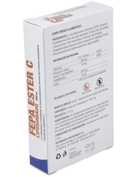 Fepadiet Fepa-Ester C Liposomado 800Mg 20Caps