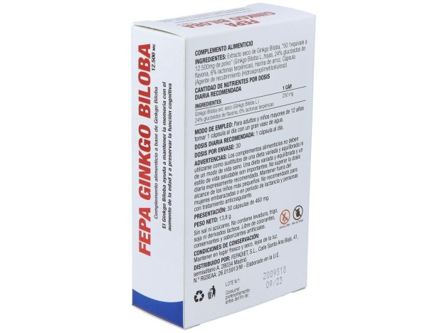 Fepa-Ginkgo Biloba 50:1 12.500Mg. 30Cap.