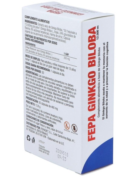 Fepa-Ginkgo Biloba 50:1 12.500Mg. 30Cap.