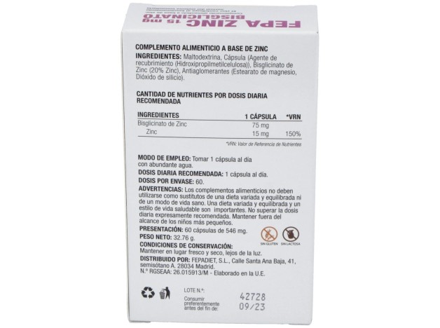 Fepadiet Fepa Zinc Bisglicinato 15Mg 60Caps