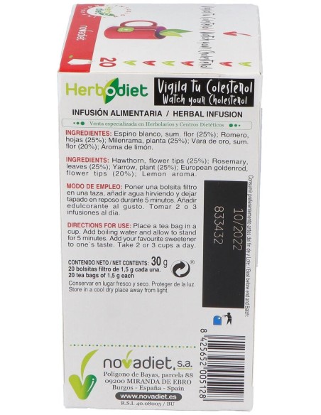 Herbodiet Inf. Vigila Tu Colesterol 20Filtros