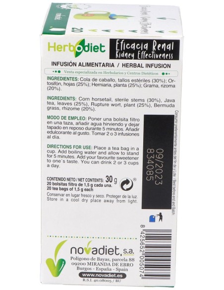Herbodiet Herbodiet Eficacia Renal 20 Bolsitas Filtro