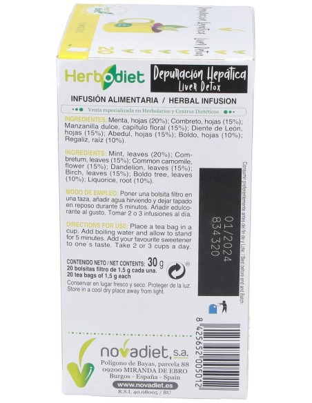 Herbodiet Depuracion Hepatica 20 Bolsitas Filtro  1_5G
