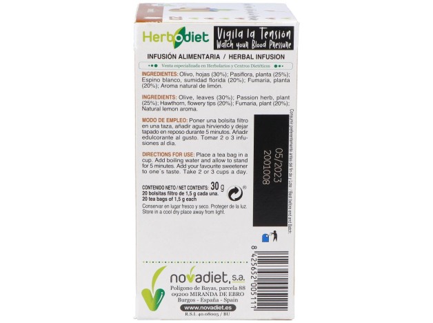 Herbodiet Inf. Vigila Tu Tension 20Filtros
