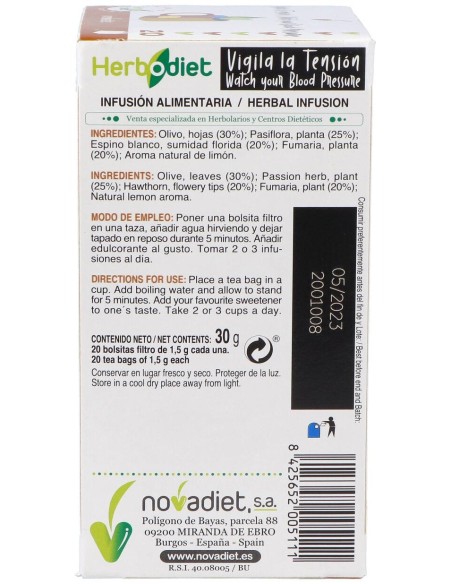 Herbodiet Inf. Vigila Tu Tension 20Filtros