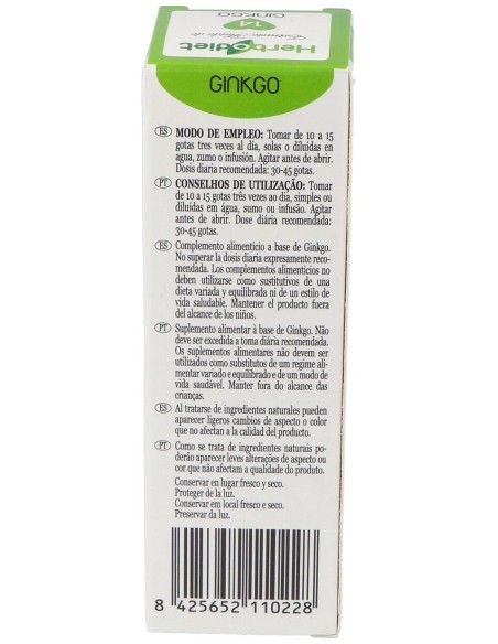 Herbodiet Ginkgo 14 Extractos Fluidos 50 Ml