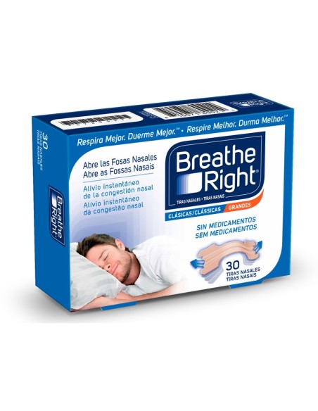 Tiras Nasales Breathe Right Talla L 30Unidades
