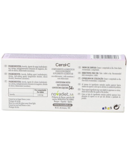 Novadiet Cerol-C (Vitamina-C) 30 Comprimidos Masticables