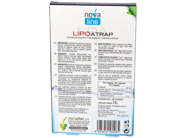 Novadiet Lipoatrap 30 Cápsulas