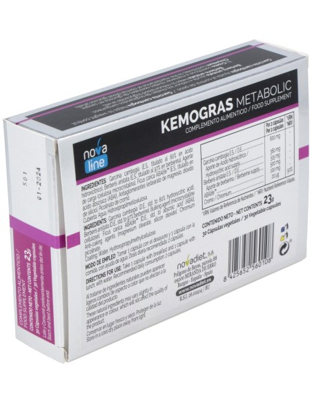Novadiet Kemogras Metabolic 30 Cápsulas Vegetales