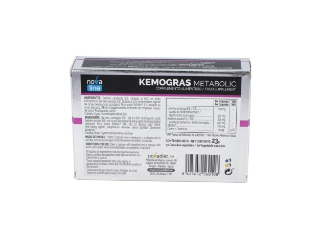 Novadiet Kemogras Metabolic 30 Cápsulas Vegetales