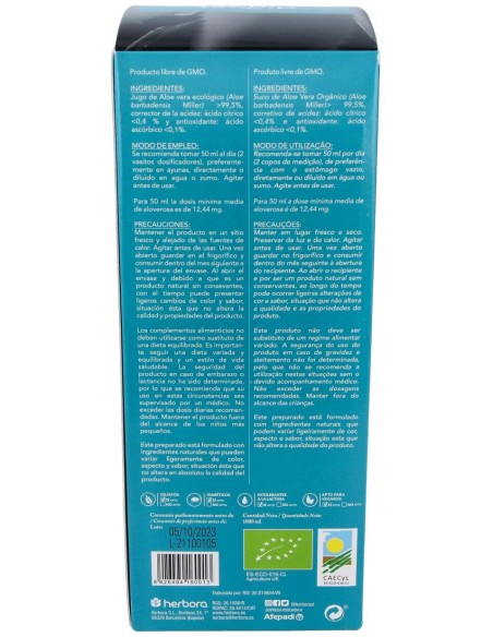 Bon Digest   Aloe Vera Bio   Herbora   1000 Ml.
