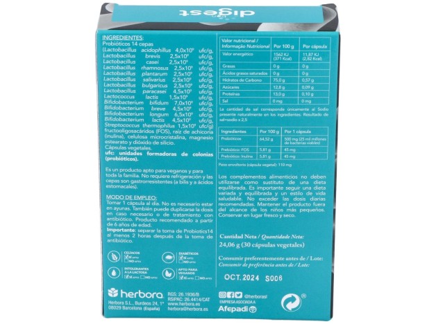 Bon Digest Probiotics14 30Caps
