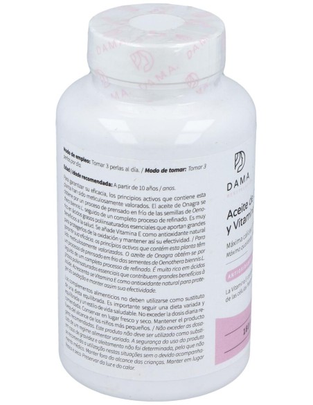 Dama Aceite De Onagra Y Vitamina E 180 Perlas
