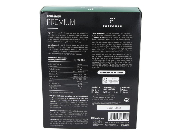 Herbora Neuromen Premium 20 Ampollas