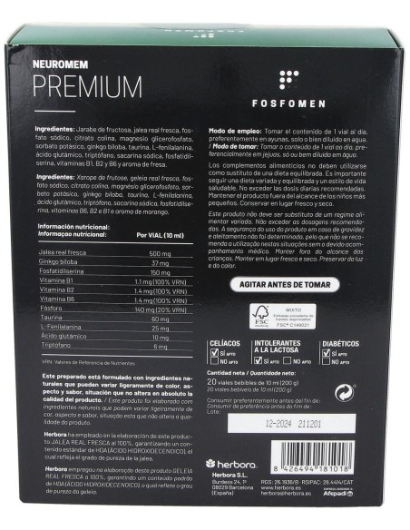 Herbora Neuromen Premium 20 Ampollas