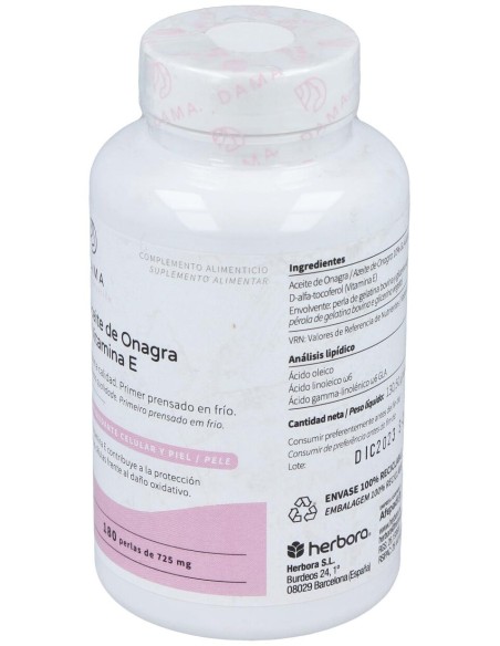 Dama Aceite De Onagra Y Vitamina E 180 Perlas
