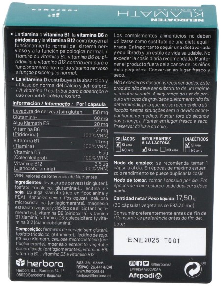 Fosfomen Neuroaten Klamath 30Cap.