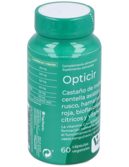 Opticir Castaño-Centella-Ruscus-Vid-Hamameli 60Cap