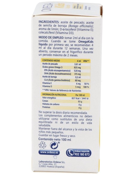 Ordesa Kids Omegakids Líquido Limón 100Ml