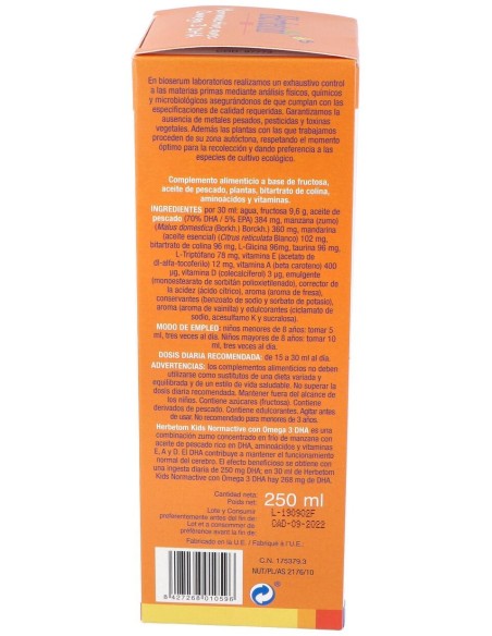 Herbetom Kids Normactive Con Omega 3Dha 250Ml.