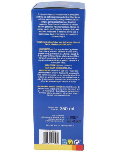 Bioserum Herbetom Kids Defensas Y Energía  250 Ml.