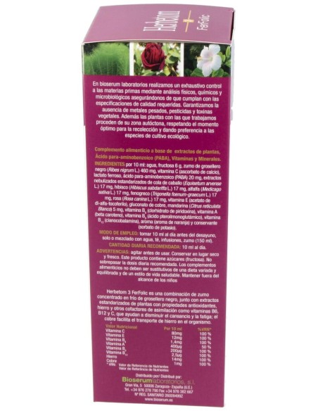 Bioserum Herbetom 3 Ff Hierro 250Ml