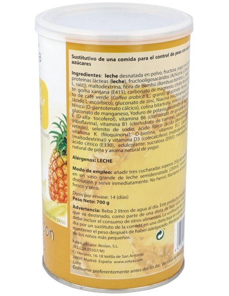 Sotya Batido Saciante De Yogur Piña 700G