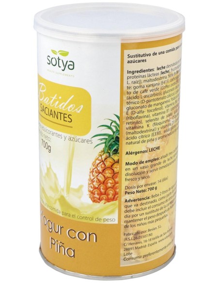 Sotya Batido Saciante De Yogur Piña 700G