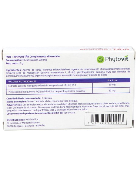 Phytovit Pqq Y Mangostán 30Caps
