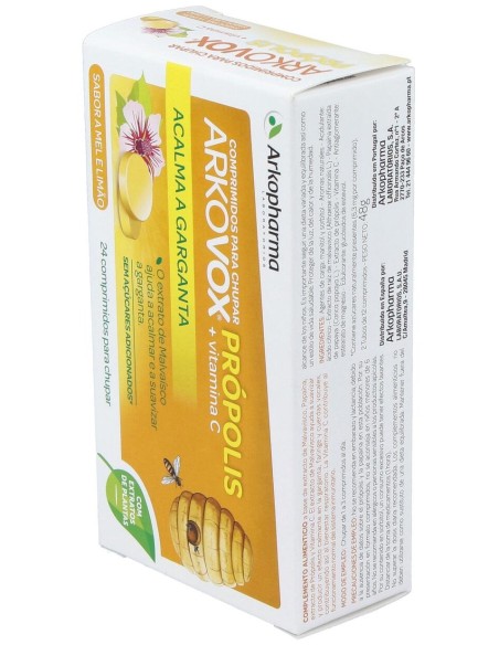 Arkovox Propolis +Vit C Sabor Miel Y Limon 24Comp.