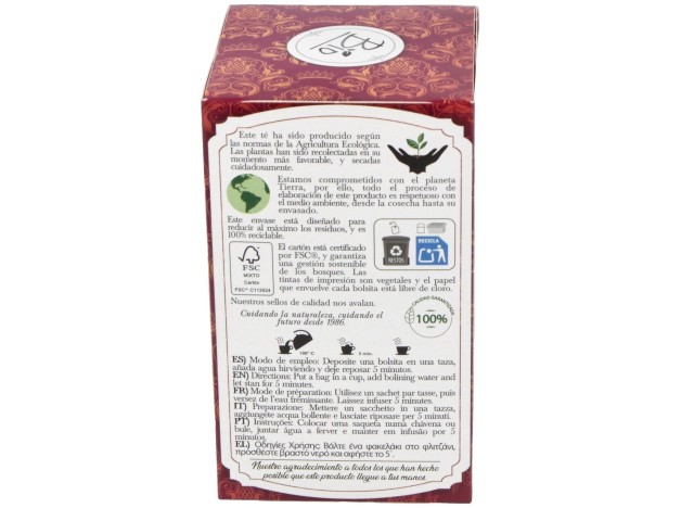 Te Puerh Rojo Infusion 20Bolsitas. Bio