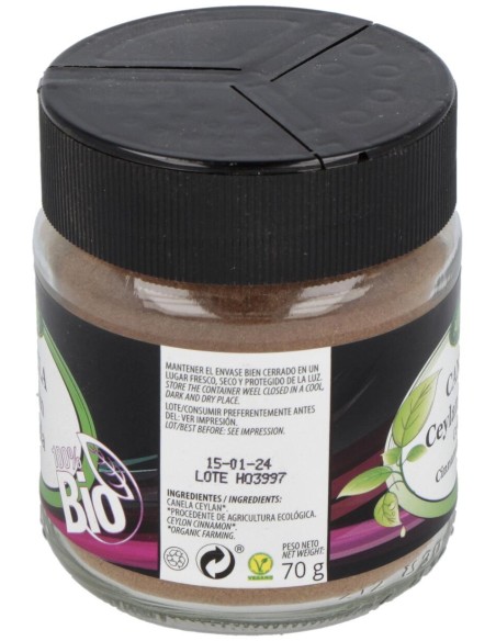 Especia De Canela Ceylan Xl Molida 70Gr. Bio