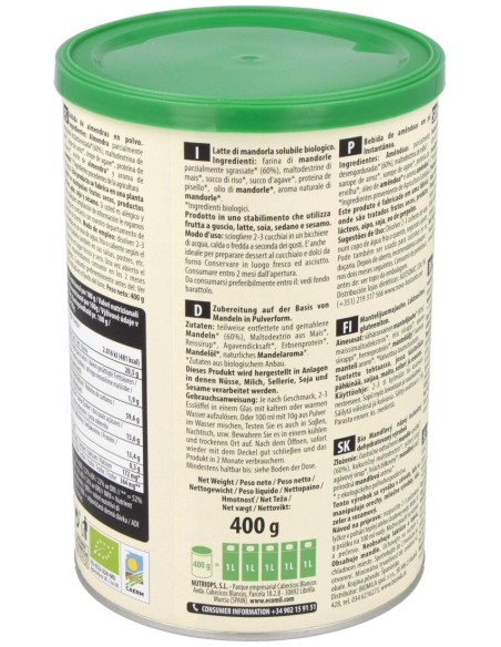 Ecomil Leche Ecológica De Almendra Instantánea 400G