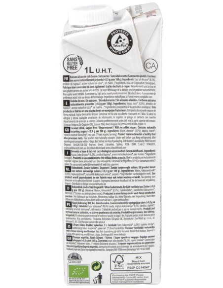 Ecomil Bebida De Coco Nature 1Lt 6Uds. Bio S/A