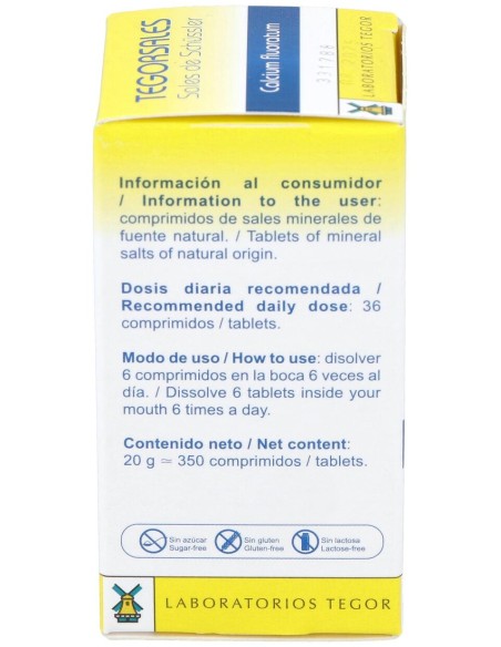 Calcium-Fluor.D12 Tegorsales (Nº1) 350 Comp.20G