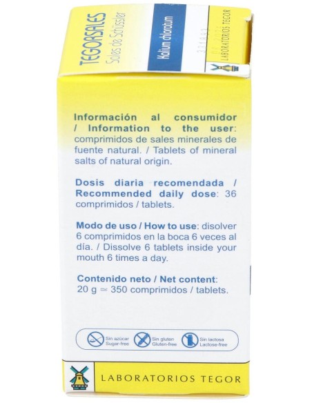 Kalium-Chlor.D6 Tegorsales (Nº4) 350 Comp.20G
