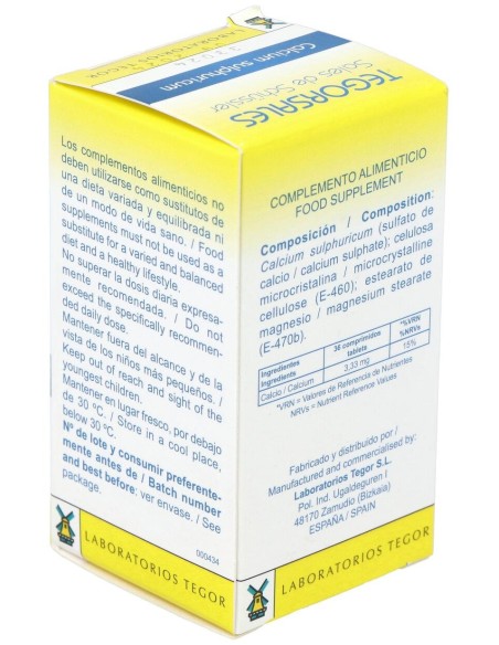 Calcium-Sulf.D6 Tegorsales (Nº12) 350 Comp.20G