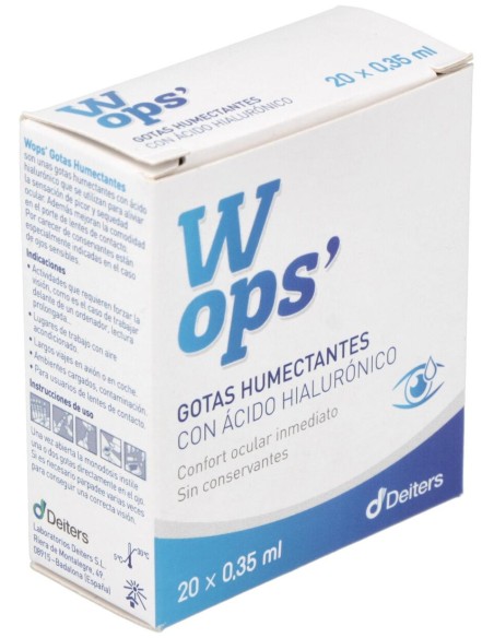 Wops Gotas Humectantes Ácido Hialurónico, 20 Monodosis