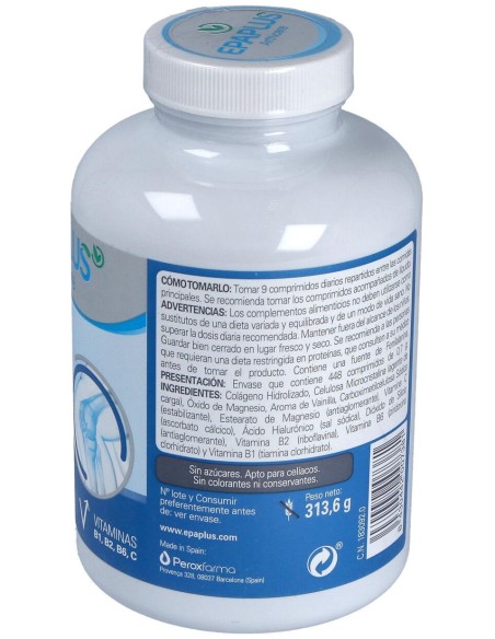 Epaplus Colágeno + Ác. Hialurónico + Magnesio, 448 Comprimidos