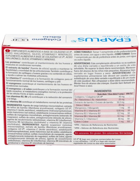 Epaplus Arthicare Intensive Colágeno Uc-Ii + Silicio, 30 Comprimidos