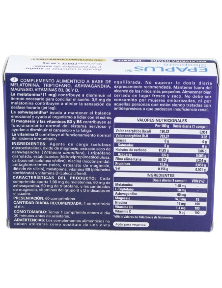 Epaplus Melatonina Retard Balance 60Cap.