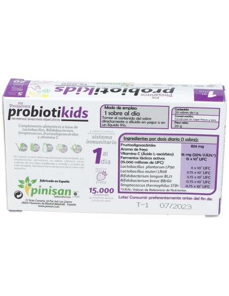 Pinisan Probiotikids Sabor Fresa 20 Sobres