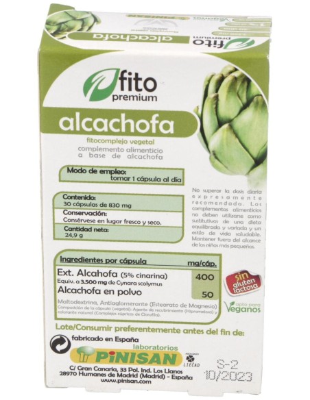 Fito Premium - Alcachofa - Pinisan - 30 Cápsulas