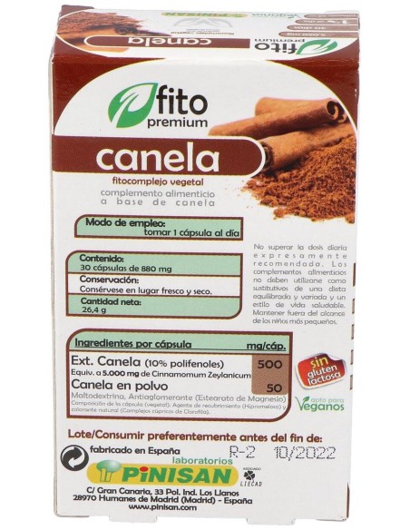 Fito Premium - Canela - Pinisan - 30 Cápsulas