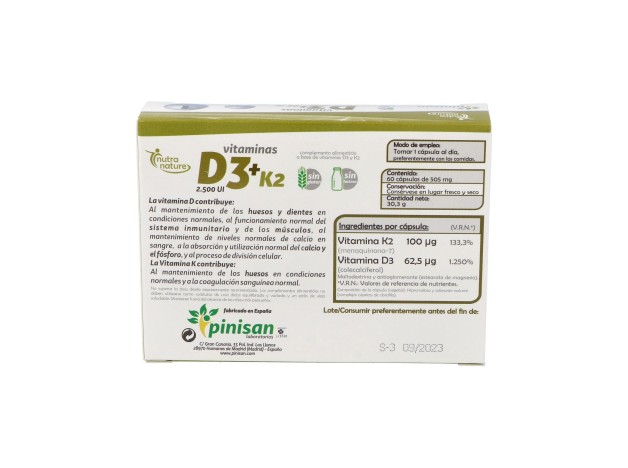 Pinisan Nutra Nature Vitaminas D3 + K2 60Caps