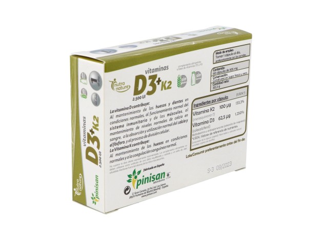 Pinisan Nutra Nature Vitaminas D3 + K2 60Caps