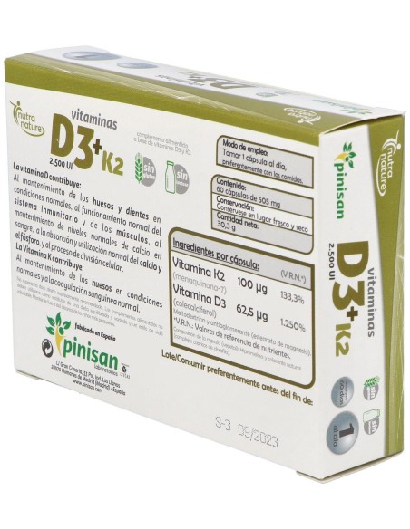 Pinisan Nutra Nature Vitaminas D3 + K2 60Caps